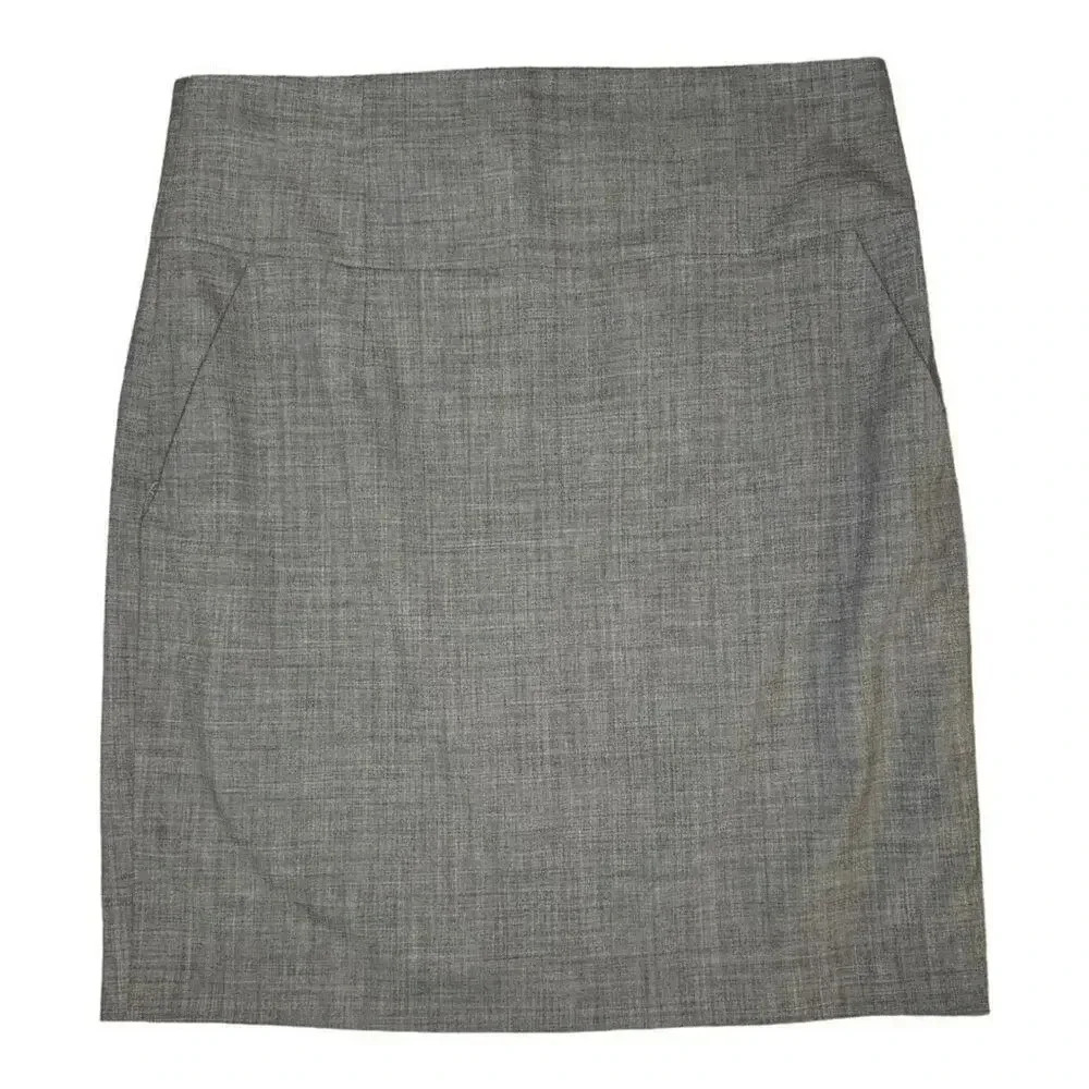 Banana Republic Size‎ 12 Gray Stretch Wool Blend Straight Short Skirt